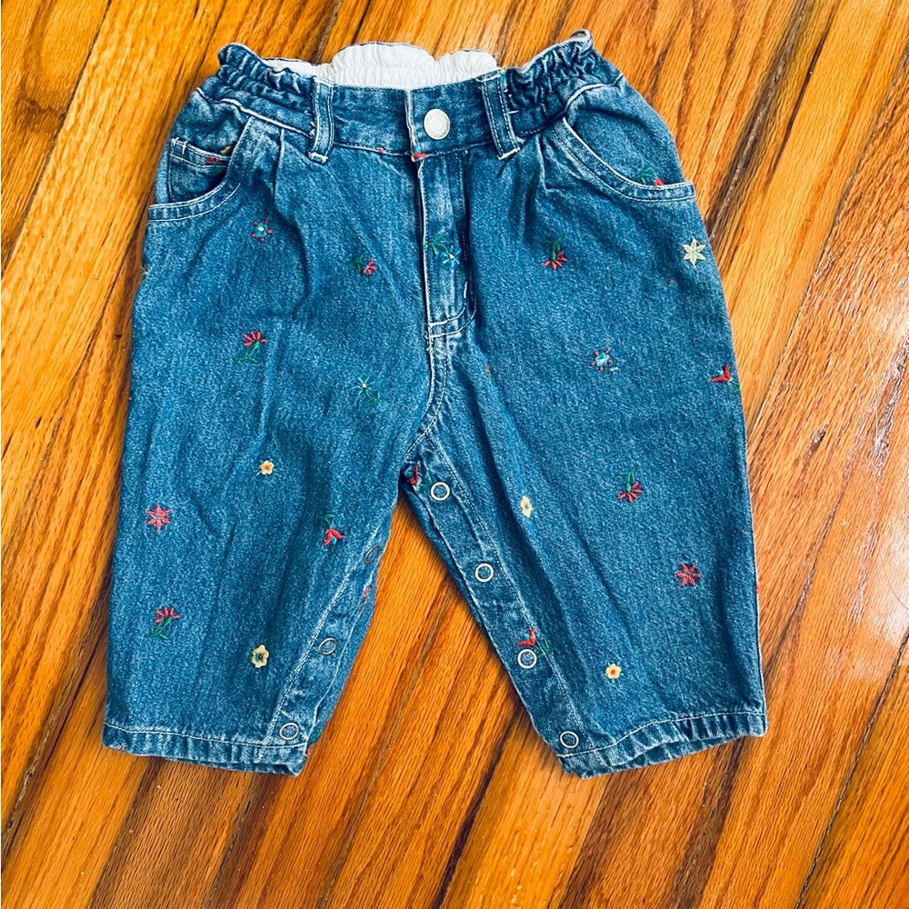 Vintage Baby GAP Kids Embroidered Blue Jeans